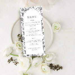 Menu de Casamento do Toile Floral Preto e Branco