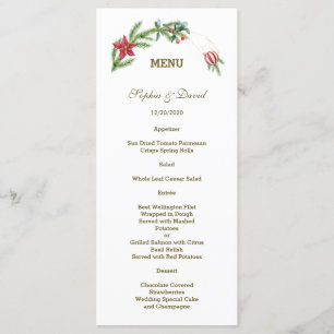 Menu de Casamento do Winter Poinsettia Pine Berry