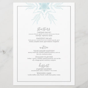 Menu de casamento do WINTER WONDERLAND