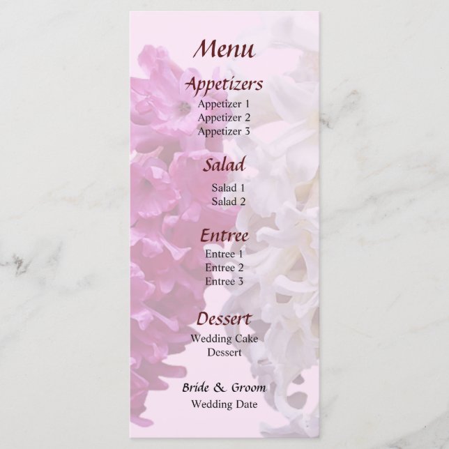 Menu de Casamento dos Jacintos Apaixonados (Frente)