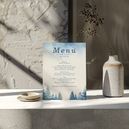 Menu de casamento dos pinheiros de inverno azul