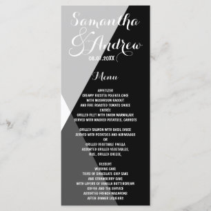 Menu de casamento dos triângulos brancos negros mo