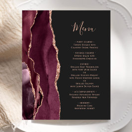 Menu de Casamento Dourado Agate Dark Rosa da Borda
