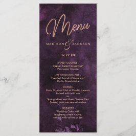 Menu de Casamento Dourado com Cor de Água Púrpura 