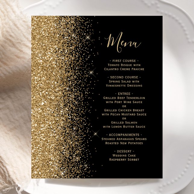 Menu de Casamento Dourado com Largura Preta do Orç (Criador carregado)