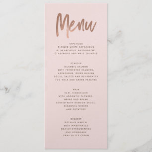 Menu de Casamento Dourado com Rosa de Pincel Moder