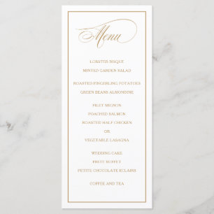 Menu de Casamento Dourado da Elegância Simples Clá