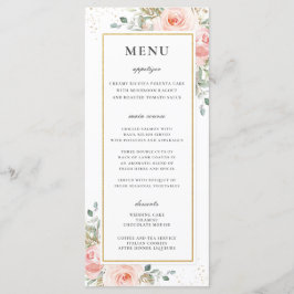 Menu de Casamento Dourado de Folhas  Flóridas Mole