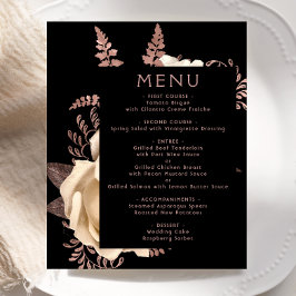 Menu de Casamento Dourado de Ivory Floral Moody Ro