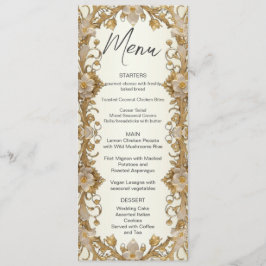 Menu de Casamento Dourado Decorativo das Flores Br