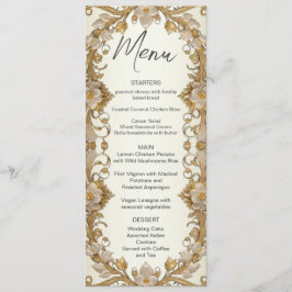 Menu de Casamento Dourado Decorativo das Flores Br
