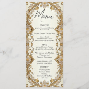 Menu de Casamento Dourado Decorativo das Flores Br