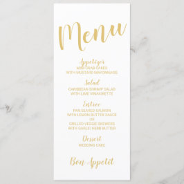 Menu de Casamento Dourado e Branco do Script Moder