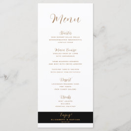 Menu de Casamento Dourado e Preto Clássico Minimal