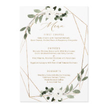 Menu de Casamento Dourado Geométrico