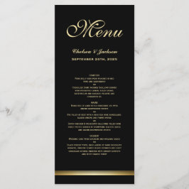 Menu de Casamento Dourado Negro Elegante Moderno