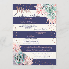 Menu de Casamento Dourado Rosa do Stripes do Marin
