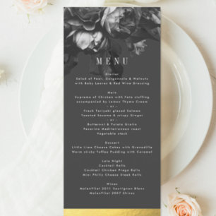 Menu de Casamento Dourado Rose Bouquet Preto