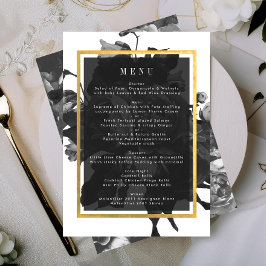 Menu de Casamento Dourado Rose Bouquet Preto