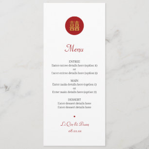 Menu de Casamento Dourado Vermelho da Felicidade D