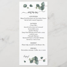 Menu de Casamento Duplo Eucalyptus Greenery