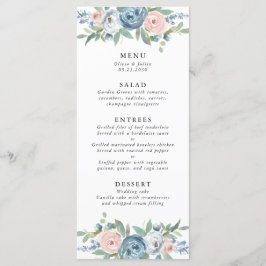 Menu de casamento Dusty Blue & Blush Rosa