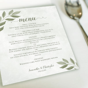 Menu de Casamento econômico com Folhas de Salvia S
