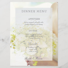 Menu de casamento editável de buquê de flor noiva