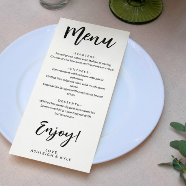 Menu de Casamento Elegante da Caligrafia Encantado (Criador carregado)