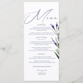 Menu de Casamento Elegante de Aquarela de Blisas d