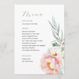 Menu de Casamento Elegante de Eucalyptus Peonies