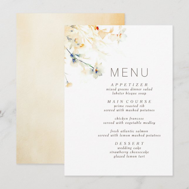 Menu de Casamento Elegante de Formas de Queda Terr (Frente/Verso)