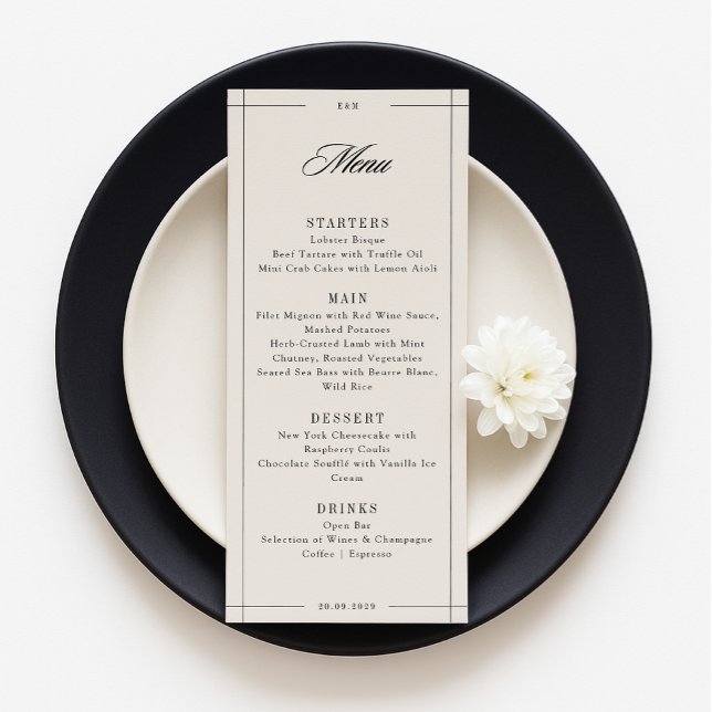 Menu de casamento elegante de fronteira moderno mí (Criador carregado)