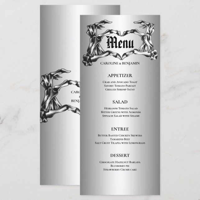 Menu de Casamento Elegante de Halloween (Frente/Verso)