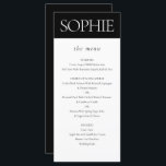 Menu de Casamento Elegante de Nome de Convidado Pe<br><div class="desc">Nome de Convidado Personalizado Elegante Black White Menu Place Card Modelo</div>