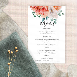 Menu de Casamento Elegante de Script PAPER Peonies