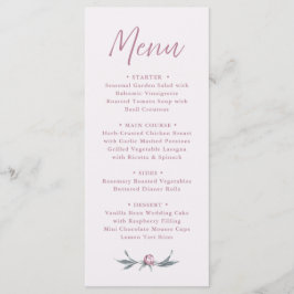 Menu de Casamento Elegante de Script Rosa Dusty