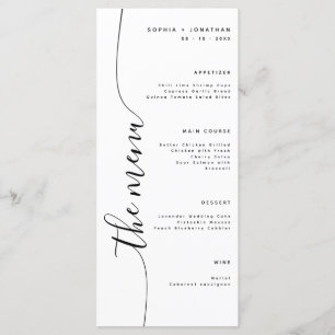 Menu de Casamento Elegante de Script Vertical do M