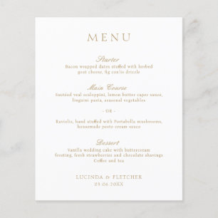 Menu de Casamento Elegante Dinheiro Antigo Dourado