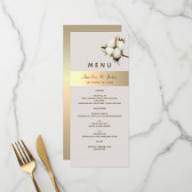 Menu de Casamento Elegante Dourado