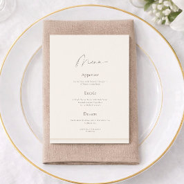 Menu de Casamento Elegante em Marfim com Cartão de