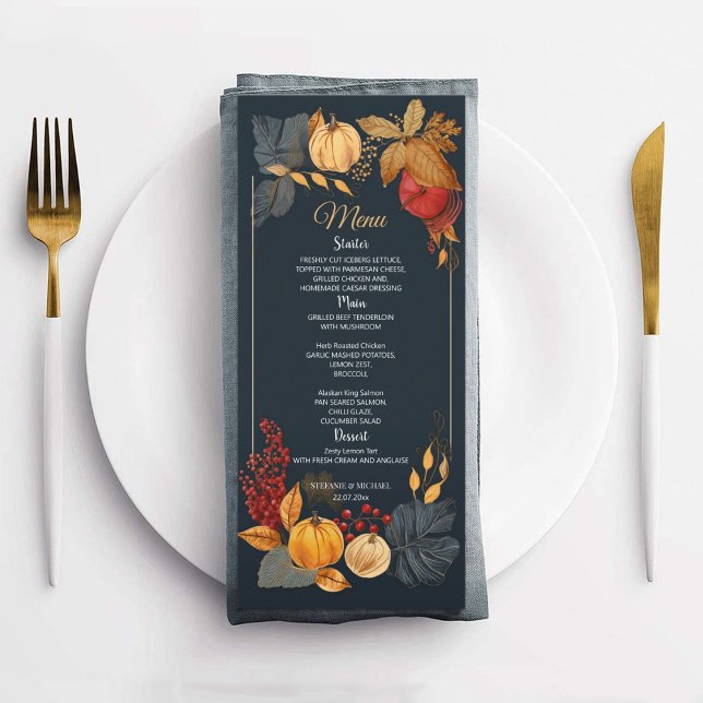 Menu de Casamento Elegante Floral da Modern Waterc (Criador carregado)