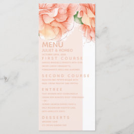 Menu de Casamento Elegante Floral Moderno