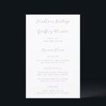 Menu de Casamento Elegante Lilac do Script Negrito<br><div class="desc">Menus de casamento clássicos,  com um design simples,  mas elegante,  com seus nomes em script e seus detalhes em fontes serif.</div>