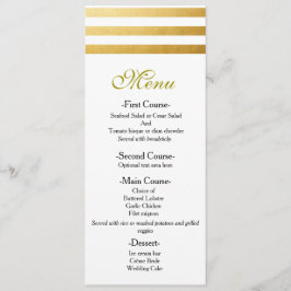 Menu de Casamento Elegante Listras de Folha Dourad