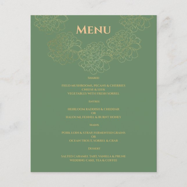 MENU DE CASAMENTO Elegante. Menu (Frente)