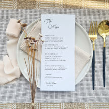 Menu de Casamento Elegante Minimalista