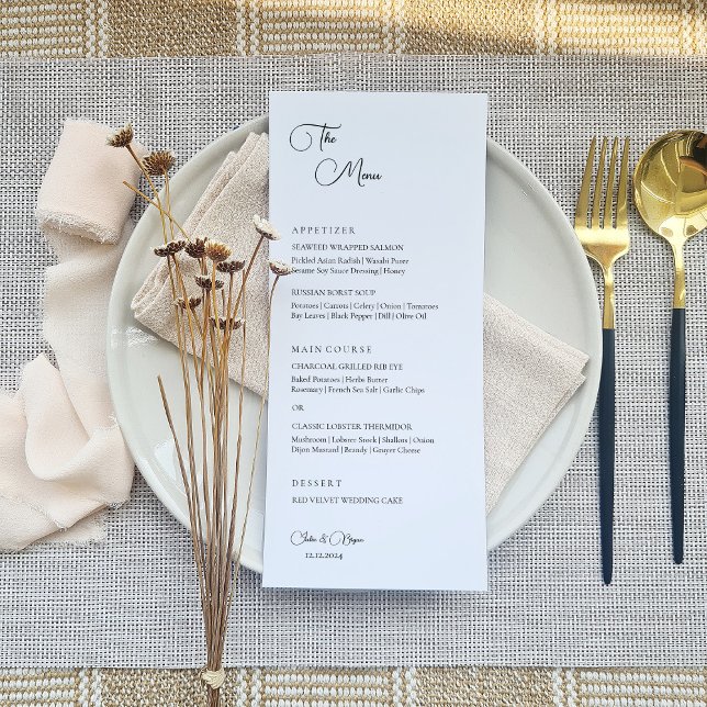 Menu de Casamento Elegante Minimalista (Criador carregado)
