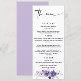 Menu de Casamento Elegante Prata e Púrpura