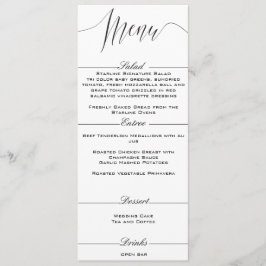 Menu de Casamento Elegante Preto e Branco